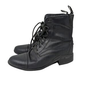 Ariat Black Leather Lace Up Ankle Boots Cap Toe Western Equestrian 7.5